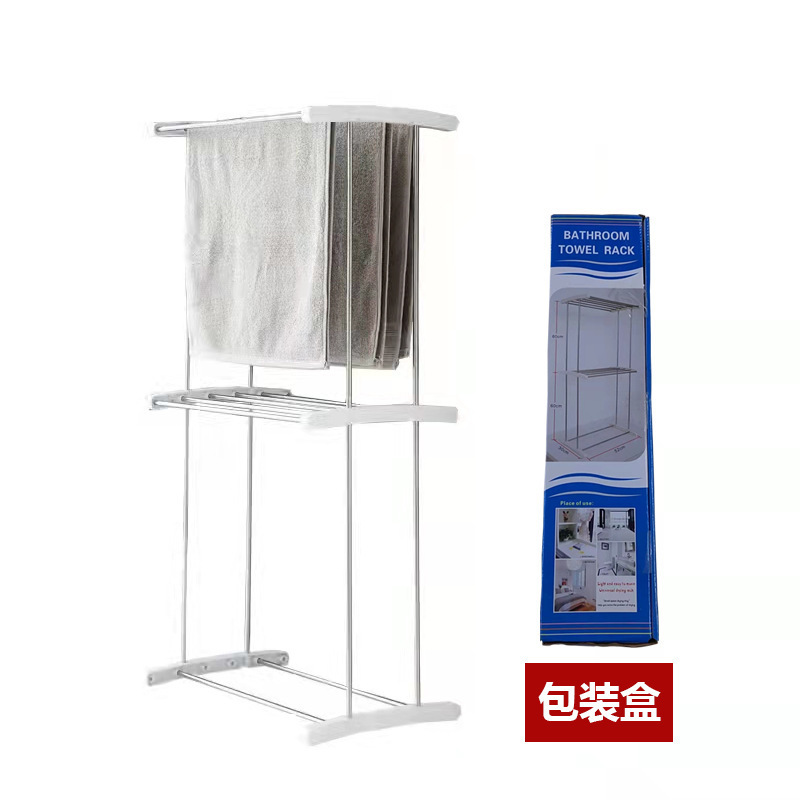 Stainless Steel Towel Rack Bedside Multi-Layer Simple Mobile Hanger Clothes Drying Storage Multi-Bar Bathroom Bath Towels Shelf Factory