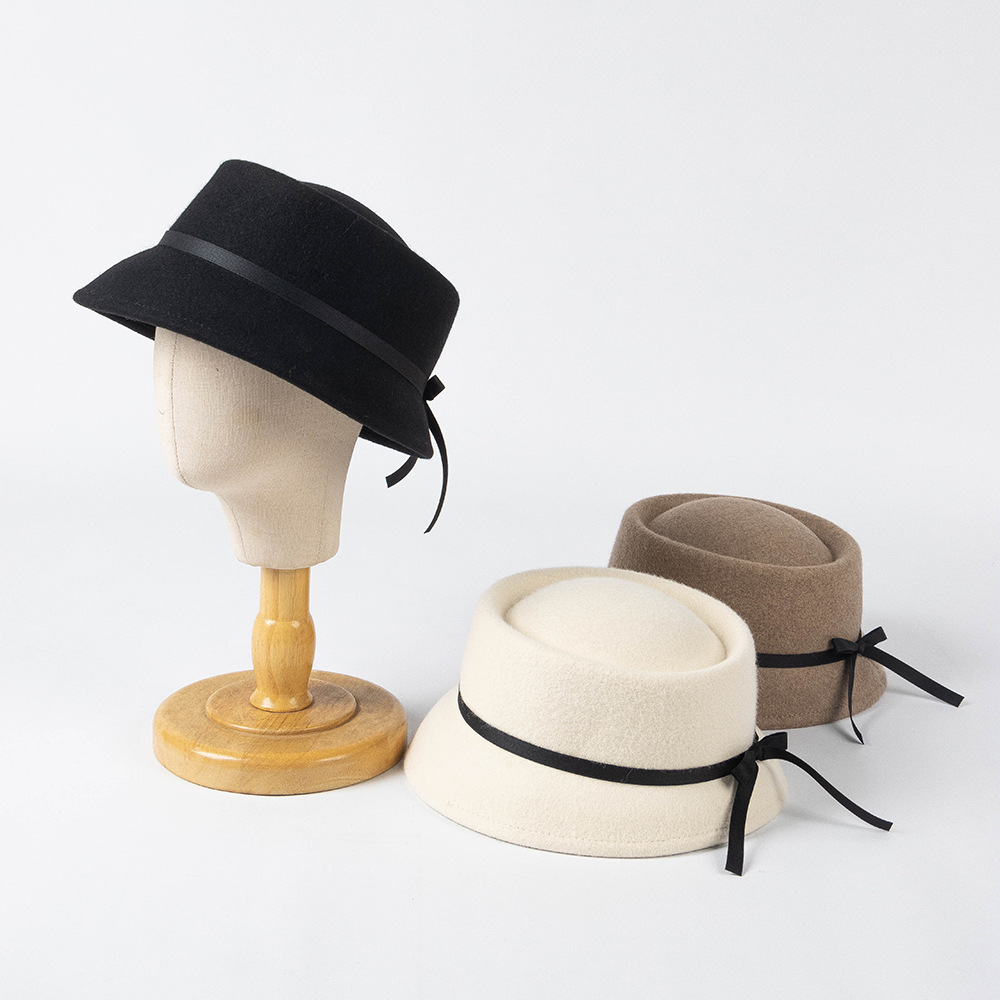 2024儿童秋冬新款时尚羊毛呢礼帽英伦盆帽 kid wool felt hat