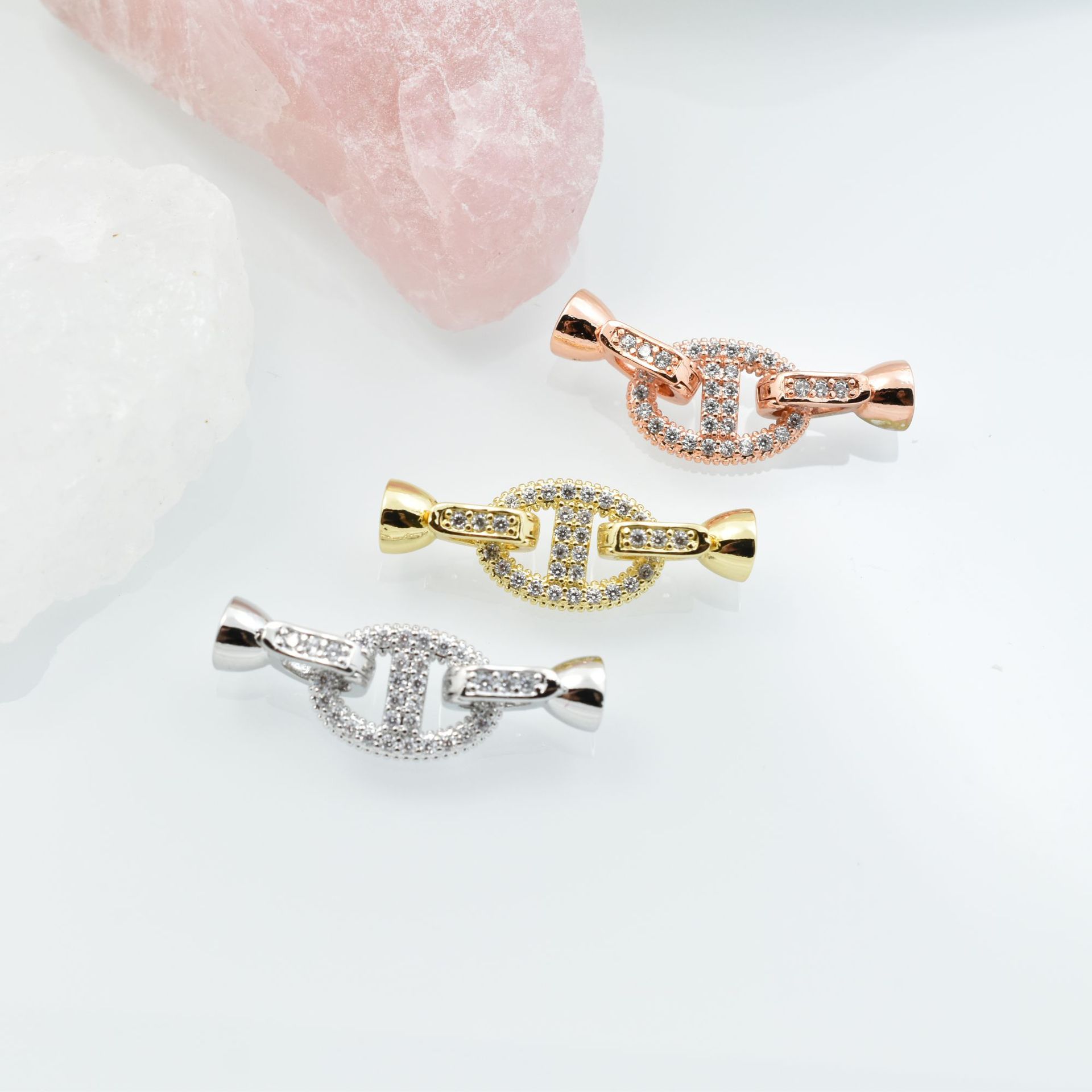 饰品扣子 椭圆蜡镶珍珠项链扣子 猪鼻扣 玉石扣头珍珠扣-阿里巴巴