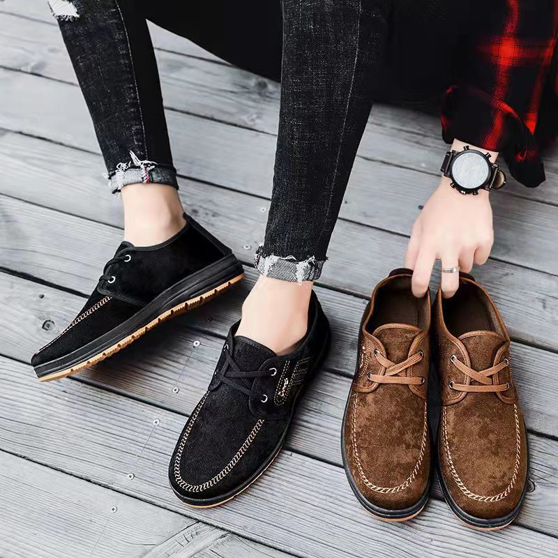 Spring and Autumn Breathable Old Beijing Cloth Shoes Men's Lace up Casual Cloth Shoes Canvas Shoes Middle-Aged and Elderly Walking Shoes Board Shoes