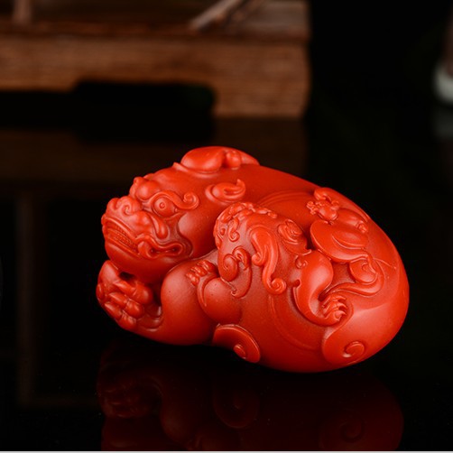 南红玛瑙貔貅手把件精雕柿子红母子貔貅手玩件玛瑙财手玩件原石