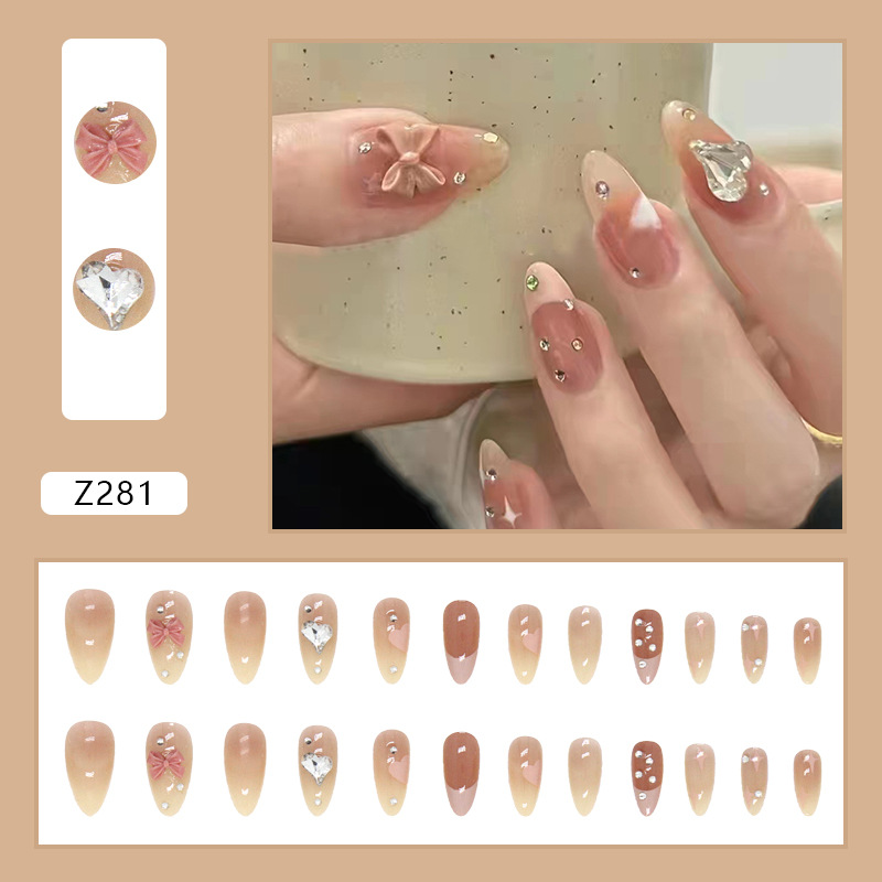 Wear Armor Internet Celebrity Popular Girl White Fake Nails Wholesale Nail Stickers Detachable Finished Product Summer New Product