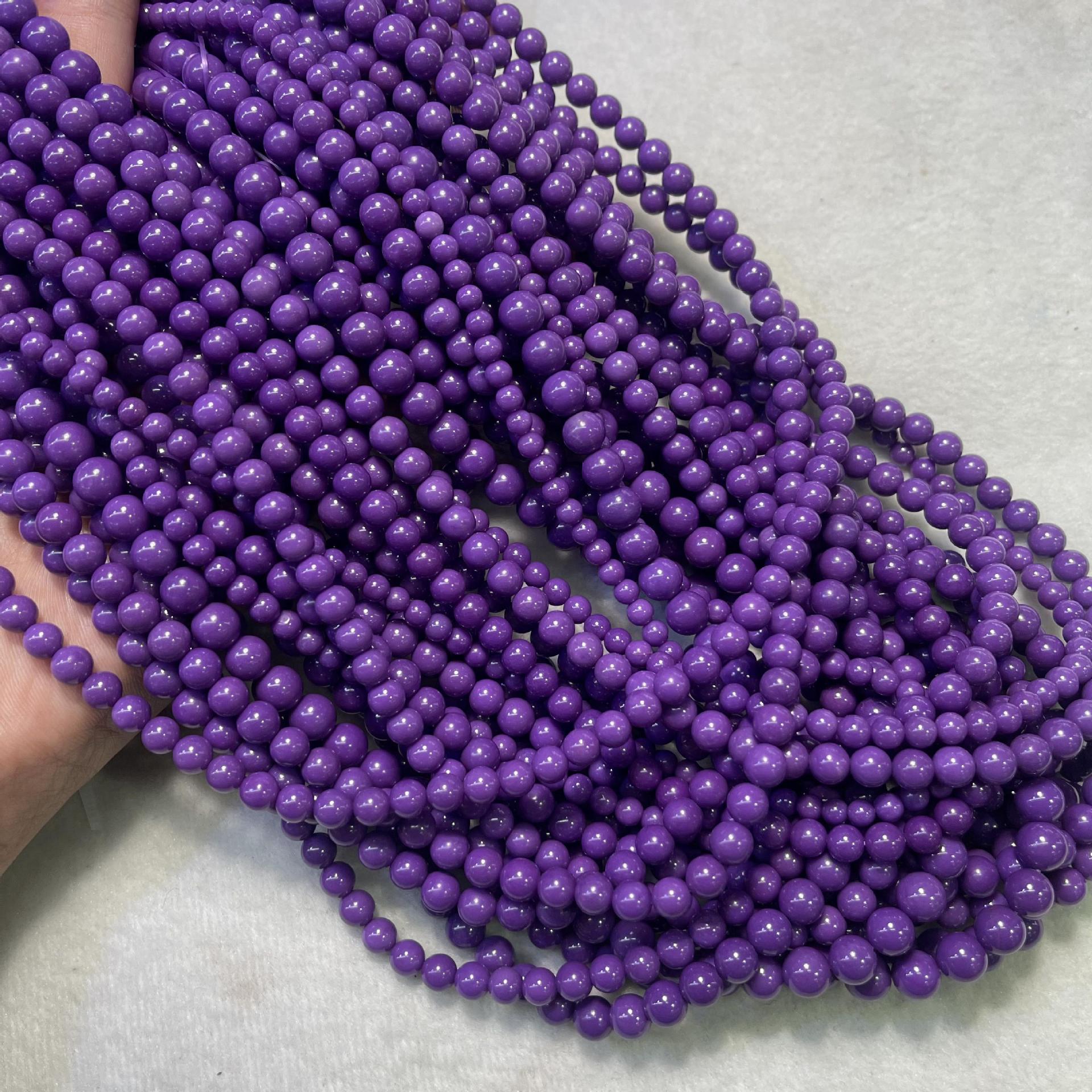 彩石王珠宝美国紫云母三圈手链无黄无白香芋紫手链佛珠紫云母圆珠