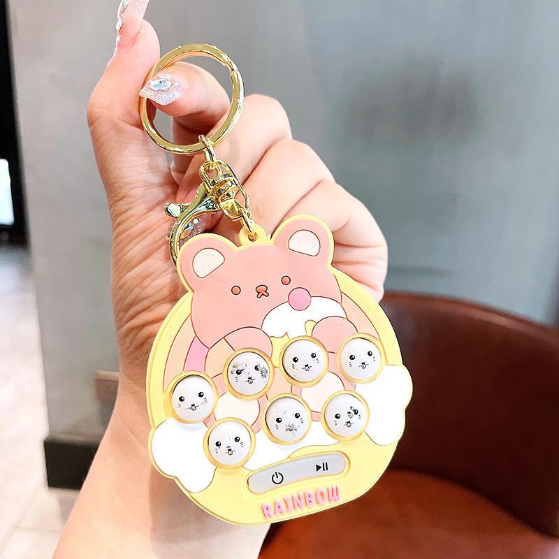 Little Bear Whac-a-Mole Keychain Children's Educational Mini Handheld Game Machine Creative Decompression Toy Student Pendant