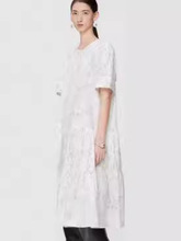 【商场同款】JNBY江南布衣24夏新品白色连衣裙宽松短袖5O5G10090