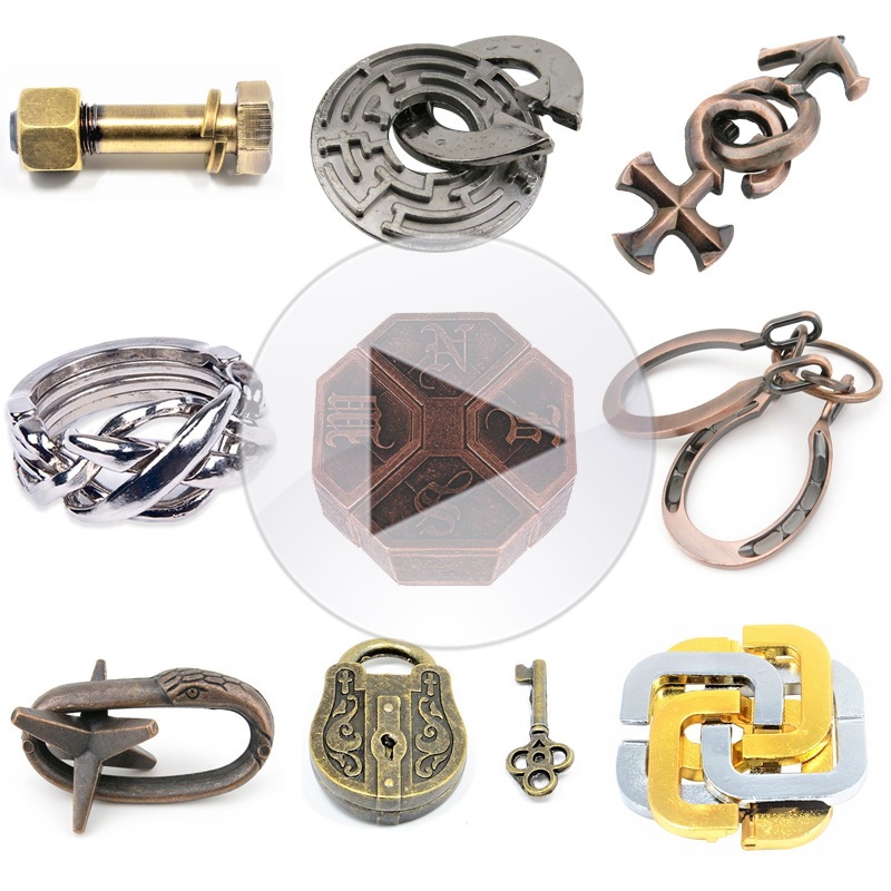 魔术锌合金解环解扣怀旧解锁智力玩具烧脑鲁班八卦孔明锁金属