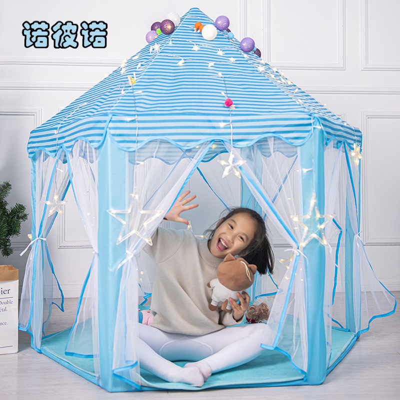 Factory Direct Sales One Piece Dropshipping Tulle Hexagonal Princess Children's Anti-Mosquito Indoor Game House Big Castle Wholesale Tent