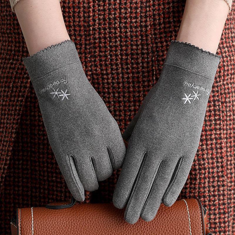 薄手套女春秋可爱户外骑行韩版运动触屏德绒防风春秋薄款防晒手套