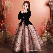 童钢琴演奏公主裙儿童主持人冬季轻奢黑色晚礼服女小众演出服
