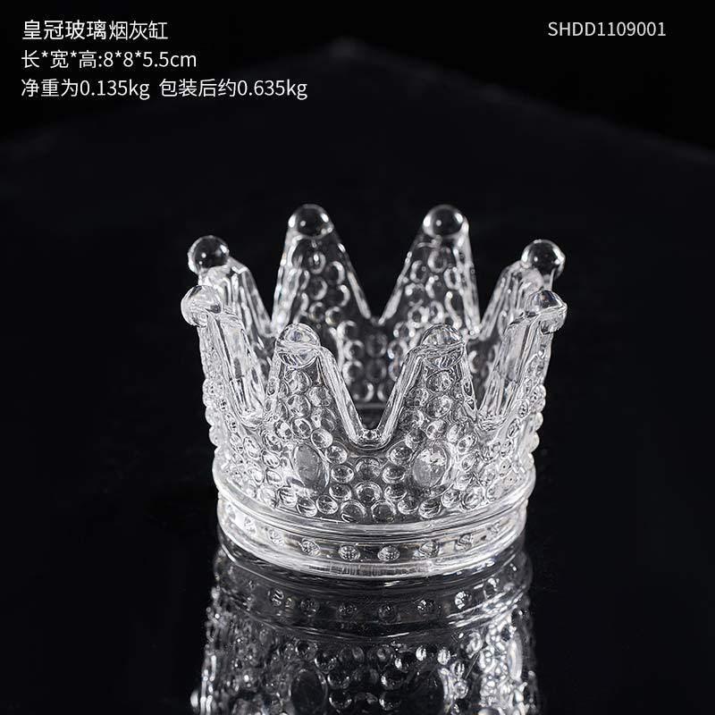 Hongxiao Nordic Instagram Style Crown Crystal Glass Ashtray Creative Household Candlestick Crystal Decorative Ornaments Wholesale