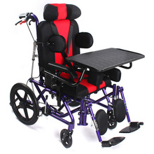 坐躺两用防滑高靠背成人脑轮椅 铝合金中风偏瘫多功能手动轮椅