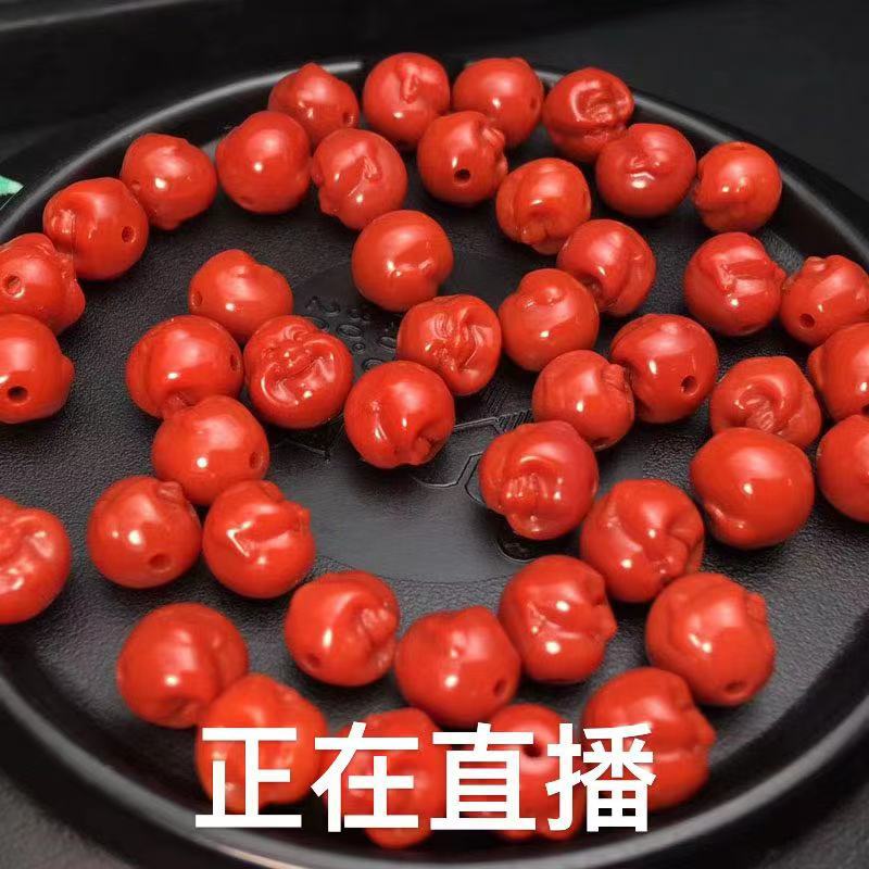 天然南红小佛头南红散珠原石 南红手串满肉保山南红108颗diy配饰