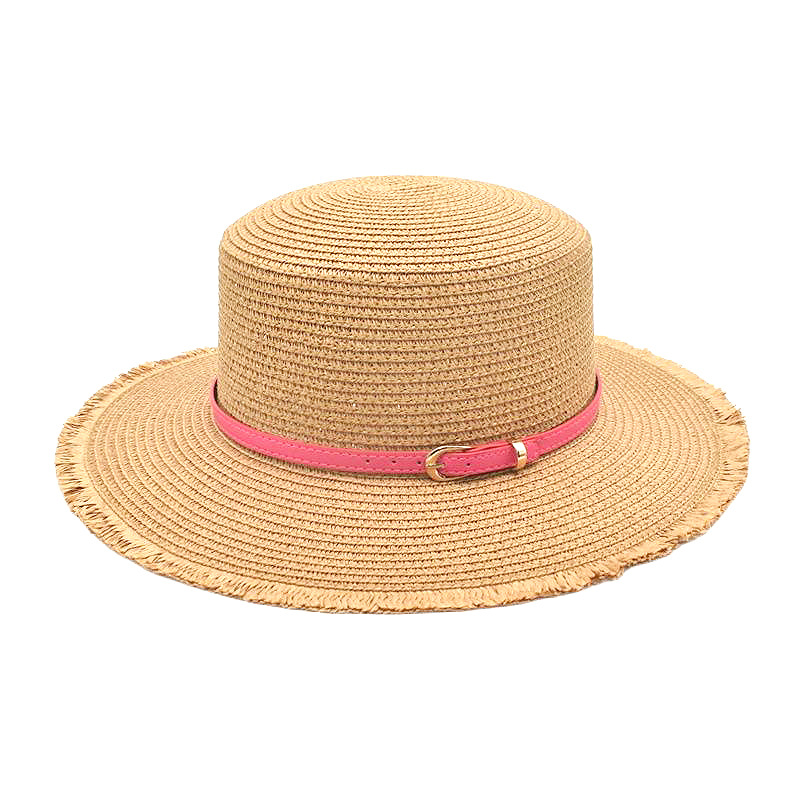 Women's Outdoor Sun Hat Summer Men's and Women's New Straw Hat Universal Belt Buckle Retro Flat Top Sun Hat Top Hat Wholesale