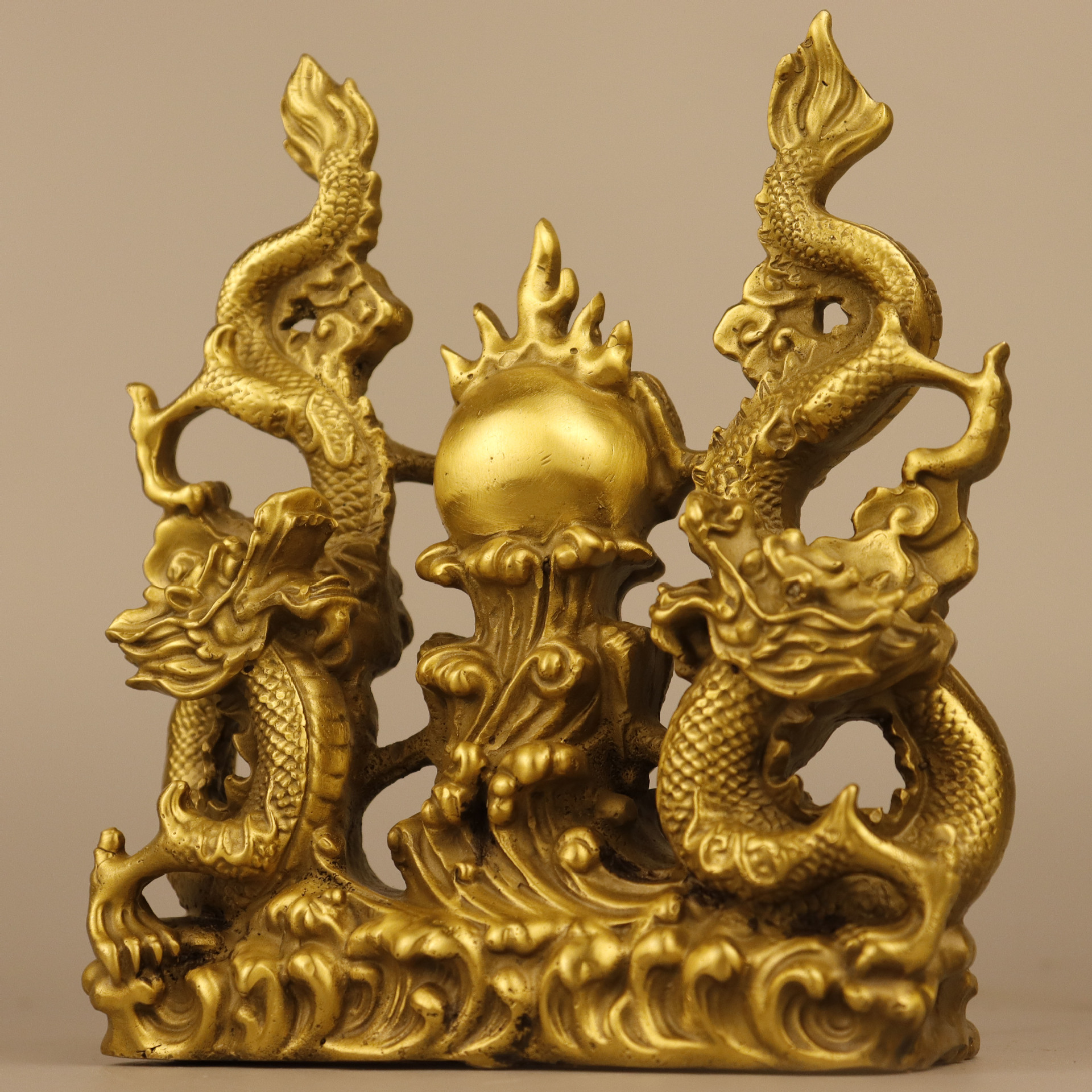 杨铜记 纯铜双龙戏珠 铜二龙戏珠 纯铜工艺品家居摆件厂家批发