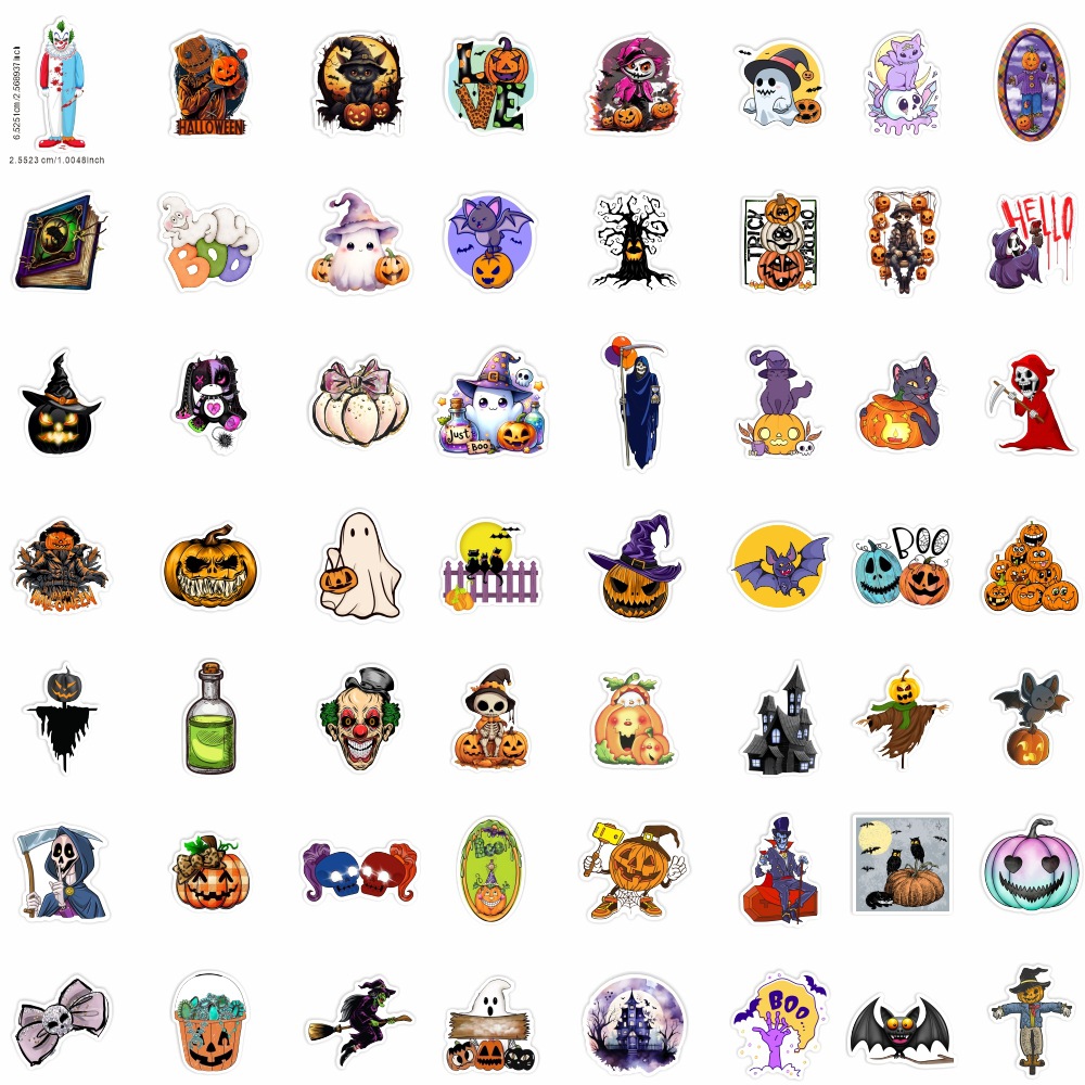 111张万圣节新款南瓜鬼屋糖果贴画行李箱笔记本装饰pvc防水贴纸