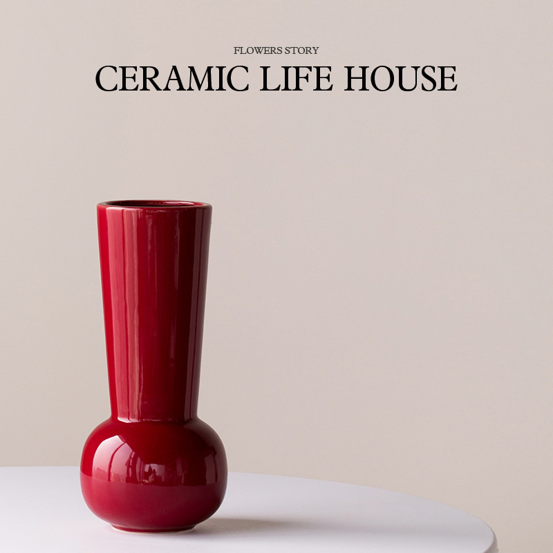 Internet Celebrity Red New Year Ceramic Art Wedding Housewarming Festive Vase Creative Flowerpot Home Living Room High Sense