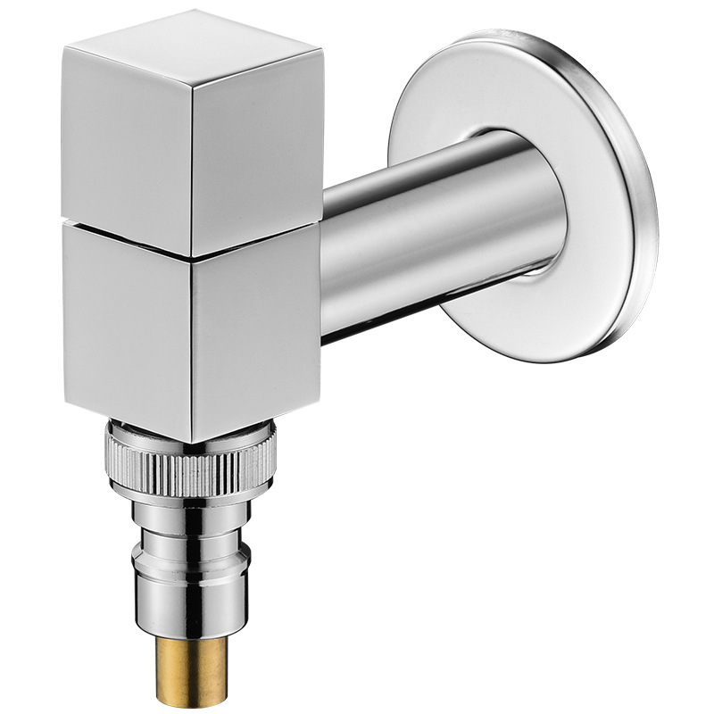 卓鼎  黑色全铜加长快开洗衣机龙头止水阀银色拖把池快开水龙头