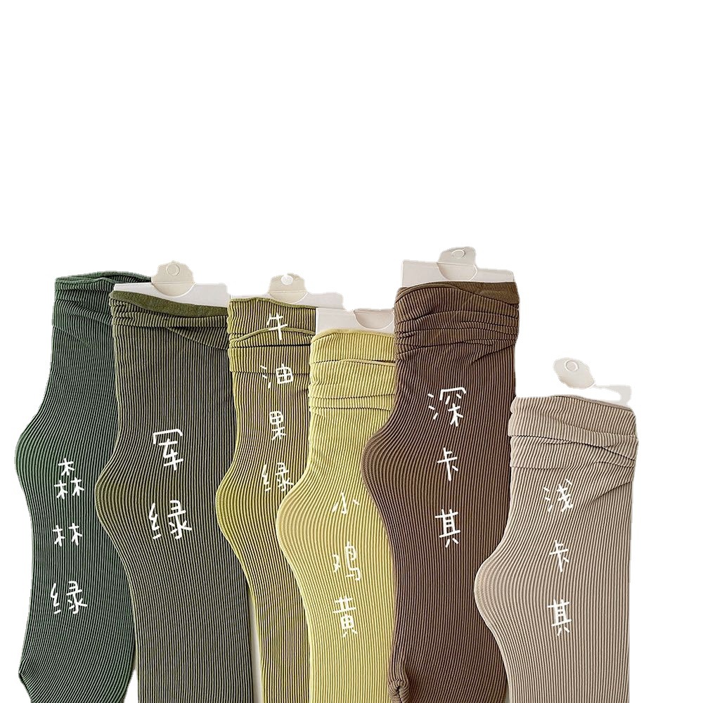 Morandi Solid Color Summer Ice Silk Socks Women's Ins Trendy Summer Thin Ice Socks Japanese Style Mid-Calf High Length Spring and Autumn Bunching Socks