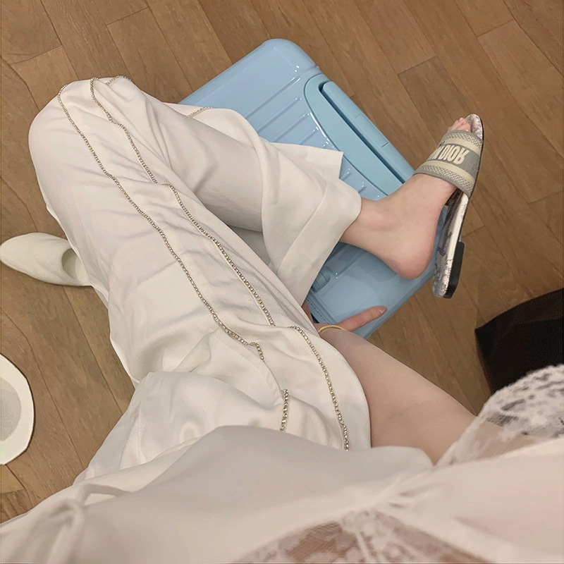 白色阔腿裤女高腰垂感直筒宽松高级感百搭休闲裤子春季2022年新款