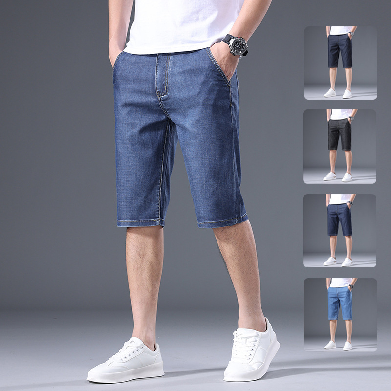 Factory Stock Miscellaneous Denim Shorts Men‘s Summer Silk Men‘s Loose Shorts Medium Straight Five Points Denim Pants