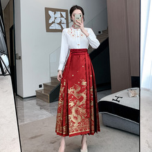 跨境2024新中式国风女装改良汉服日常马面裙半身裙子两件套装女春