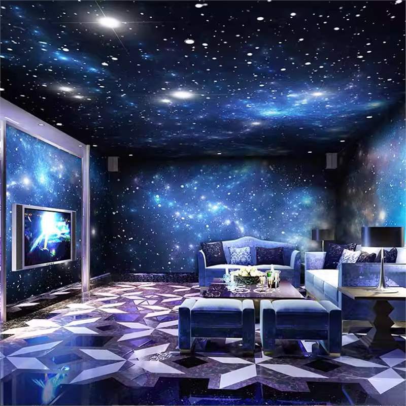 3D Cosmic Starry Sky Wallpaper Fantasy Space Theme Bar Hanging Painting Bedroom KTV Internet Coffee Ceiling Wall Paper