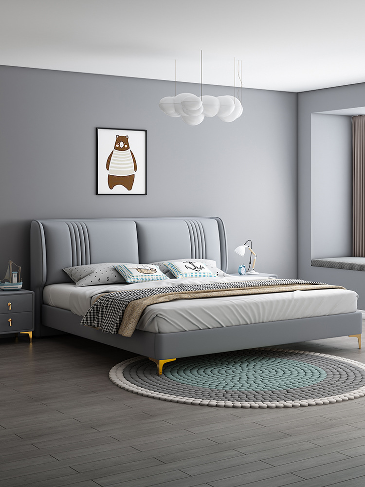 现代科技布北欧布艺床简约双人床2米婚床主卧风小户型轻奢网红床