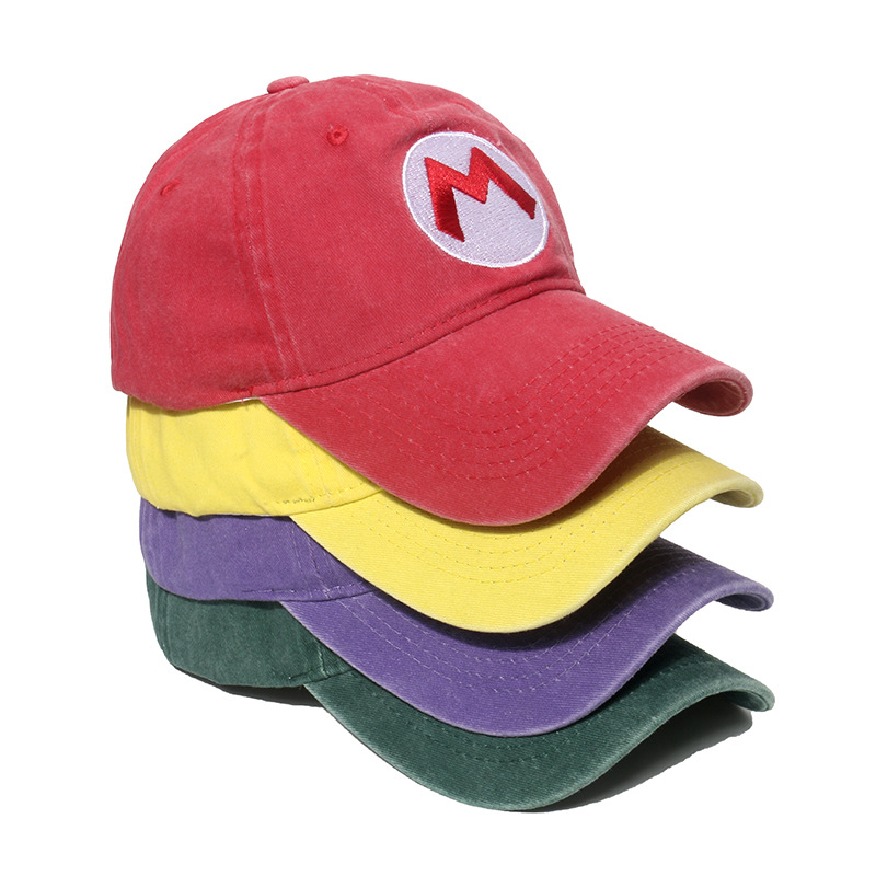 Wholesale Super Mary Mario Brothers Washed Canvas Hat Sun Protection Sun Hat Peaked Cap Baseball Cap Cartoon