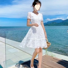 仙女裙蕾丝连衣裙女夏2023新款夏季白色裙子女学生韩版网红小个子