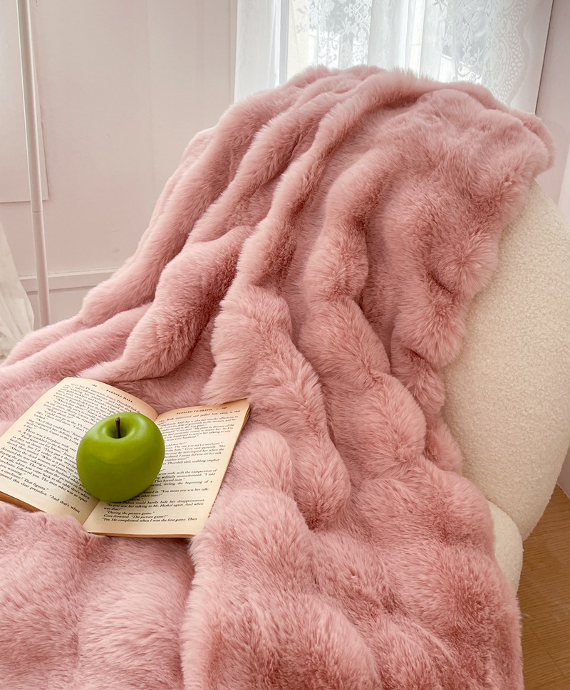 Winter Thickening plus Size Dehaired Angora Blanket High Sense Office Nap Blanket Sofa Blanket Blanket Wholesale Group Purchase