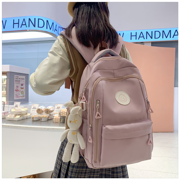 Schoolbag for Women 2023 New Korean Style Ins Style Fashion Solid Color Large Capacity Backpack for College Students Computer Backpack for Men