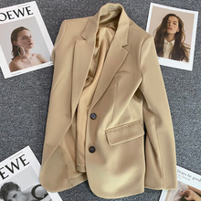 棕色西装外套女韩版宽松直筒气质显瘦2021春秋新款小个子西服上衣