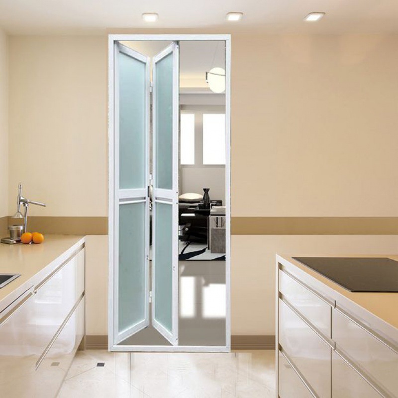浴室折叠门钛镁合金卫生间推拉门移门玻璃门厕所隔断有轨无下轨