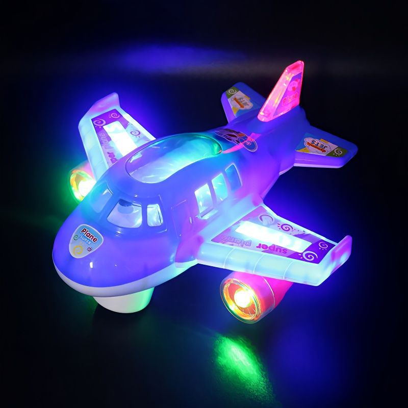 音乐玩具儿童电动飞机炫彩灯光波音747客机模型男孩生日跨境