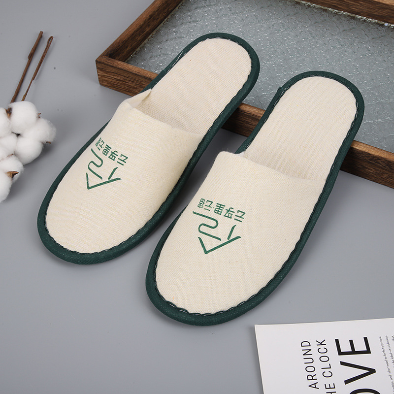 Disposable Slippers Cotton and Linen Commercial Non-Slip Hotel Hotel B & B Beauty Salon Universal Printable Logo in Stock Wholesale