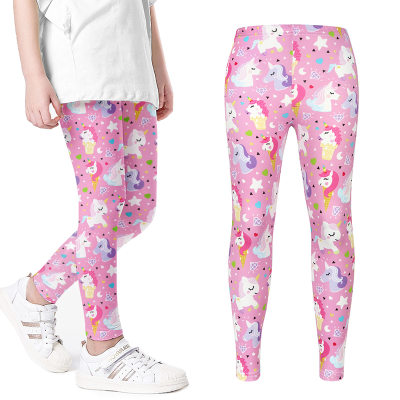 Summer Thin Girls' Leggings Cartoon Printed Children's Milk Silk Anti Mosquito Pants Wholesale Cross-Border Supply