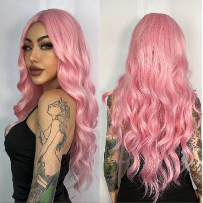 跨境欧美假发aisi hair粉色长卷发大波浪假发角色扮演万圣节头套