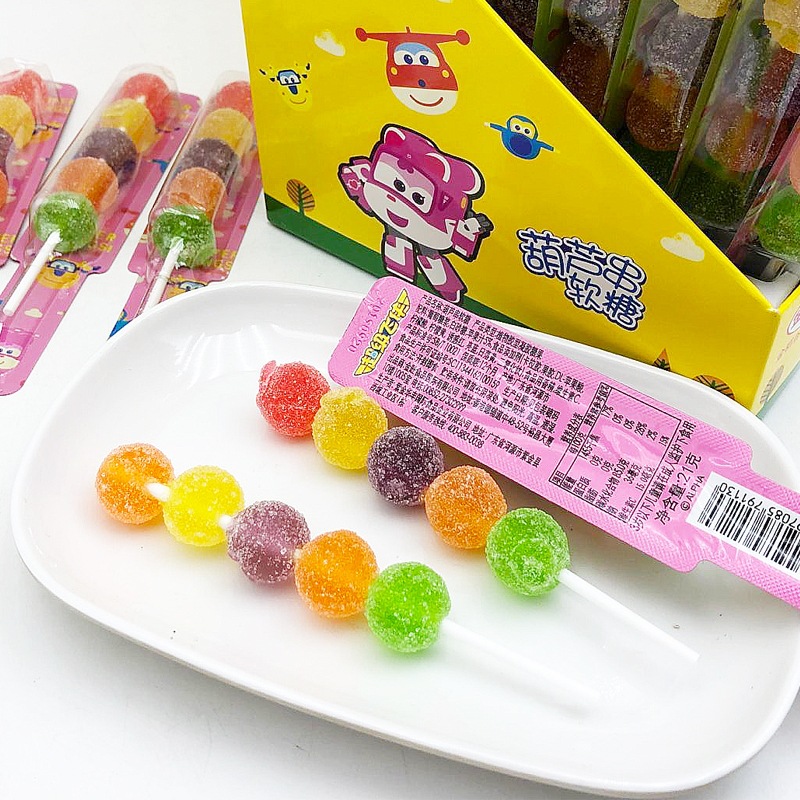 金稻谷棒棒糖葫芦串果汁软糖水果糖vc软糖儿童糖果年货整箱批散装