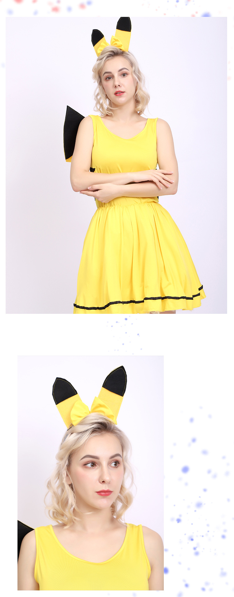 m-xl万圣节皮卡丘服装 女 成人 cosplay 黄色化妆舞会表演服 制服