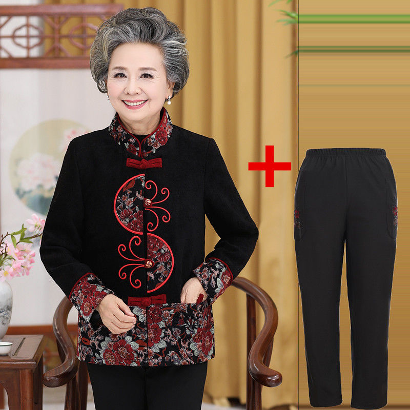 老年人秋装女60-70-80岁中年女装老人服装奶奶装唐装外套长袖褂子