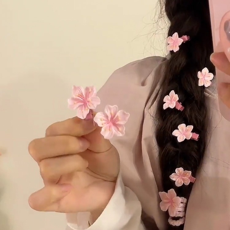 小众设计感粉色樱花发夹超仙森系鸭嘴夹刘海bb夹甜美少女发卡发饰