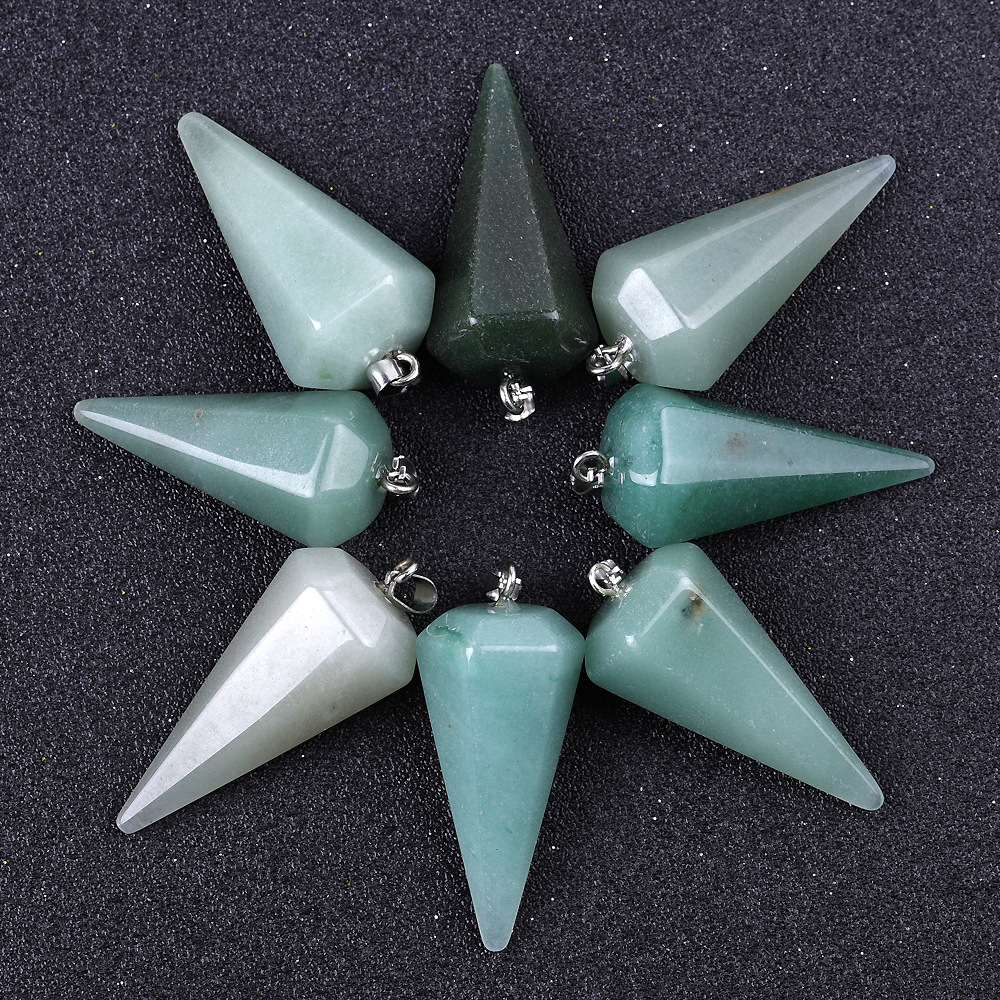 紫水晶白水晶六角锥吊坠金字塔灵摆欧美跨境亚马逊流行首饰品