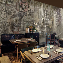 3D欧式复古水泥工业风壁纸个性网咖壁纸简约餐厅咖啡厅服装店墙纸