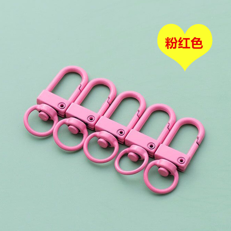 Keychain DIY Accessories Candy Color Paint Metal Bags Buckle Jewelry Accessories U-Shaped Door Latch Rotating Alloy Snap Hook