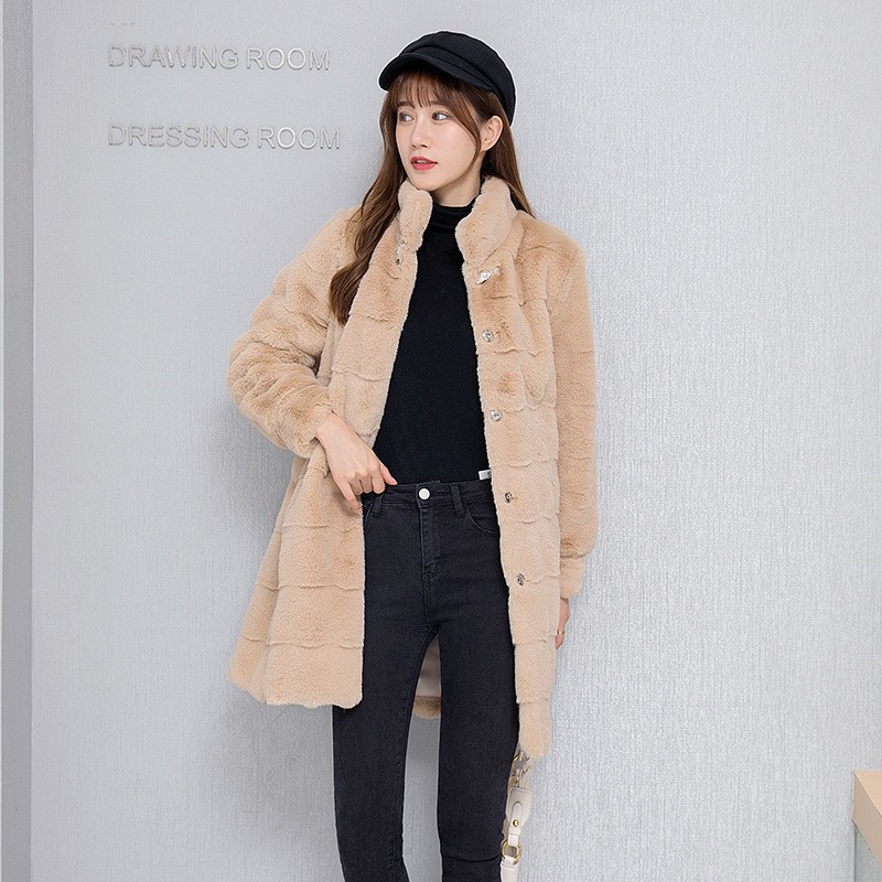 秋冬海宁仿水貂皮草中长款大衣加厚丹麦貂大衣新款时尚