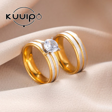 不锈钢戒指女式磨砂工艺高级质感镶锆石流行素戒简约时尚流行戒指