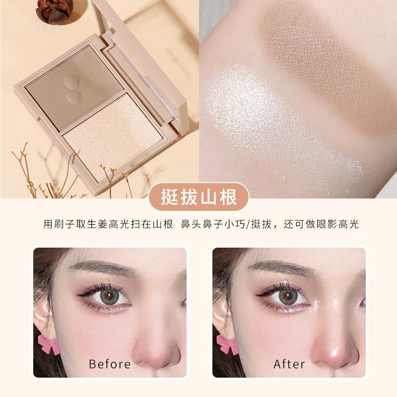 Makeup Wodwod Crystal Color Two-Tone Shading Powder Natural Three-Dimensional Nose Shadow Matte Highlight Blush Makeup Palette