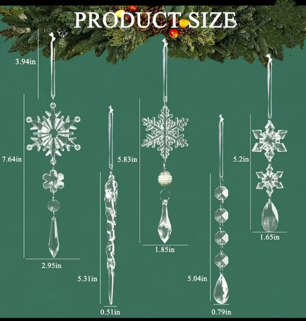 Haobei 2023 New Christmas Decoration Supplies Christmas Ice Bar Transparent Snowflake Icicles Acrylic Fake Ice Cone