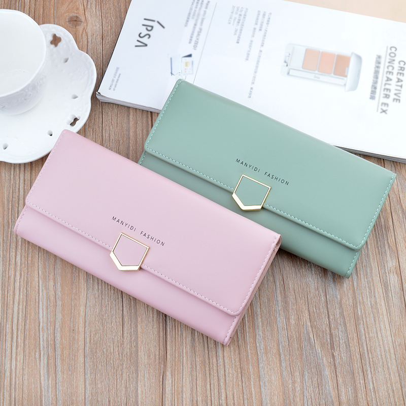 wallet women‘s long wallet three fold 2022 new fashion simple soft leather wallet multiple card slots large-capacity handbag