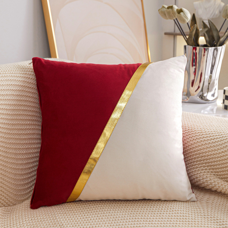 New Netherlands Velvet Home Fabric Pillow Cover Golden Stitching Pillow Sofa Cushion Cover Waist Pillow Home Bed Head